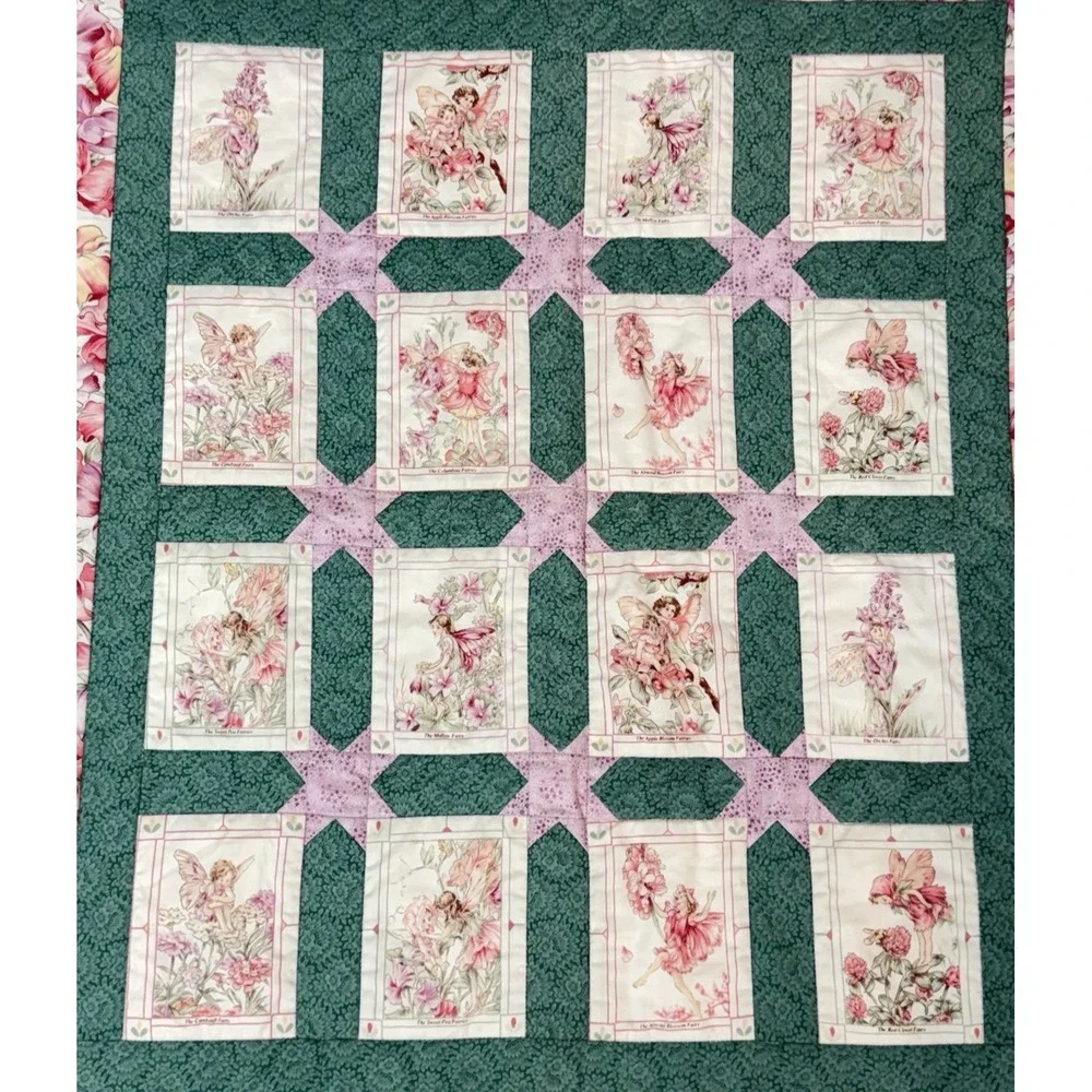 Finished Handcrafted Flower Fairies wall‎ Hanging 32LX28W #8621